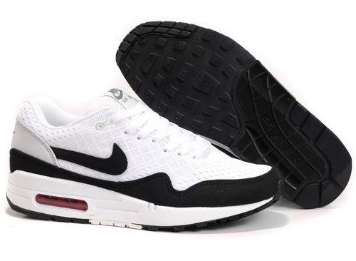Nike Air Max 1 Unisex White Black Running Shoes Factory Store